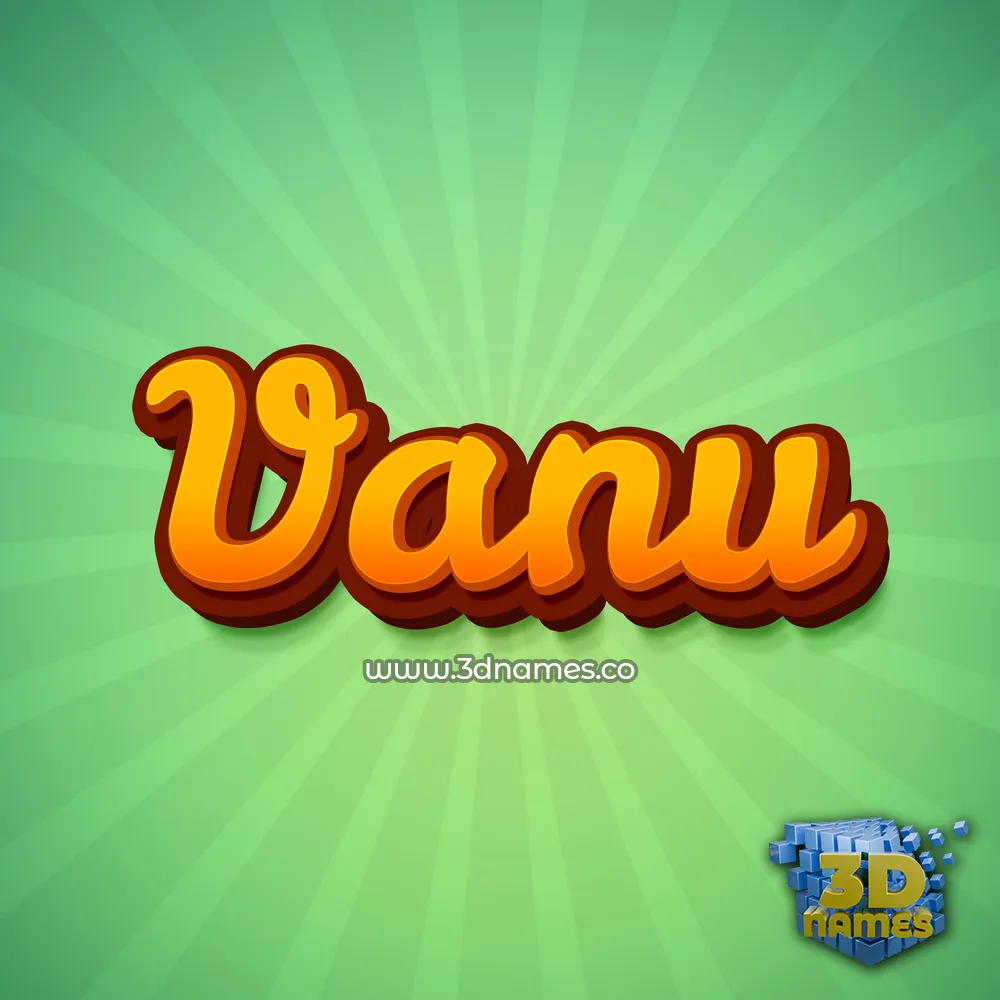 vanu in Green Rays style - 3D name wallpaper