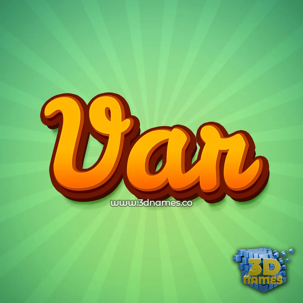 var in Green Rays style - 3D name wallpaper