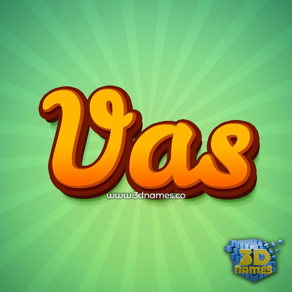 vas in Green Rays style - 3D name wallpaper