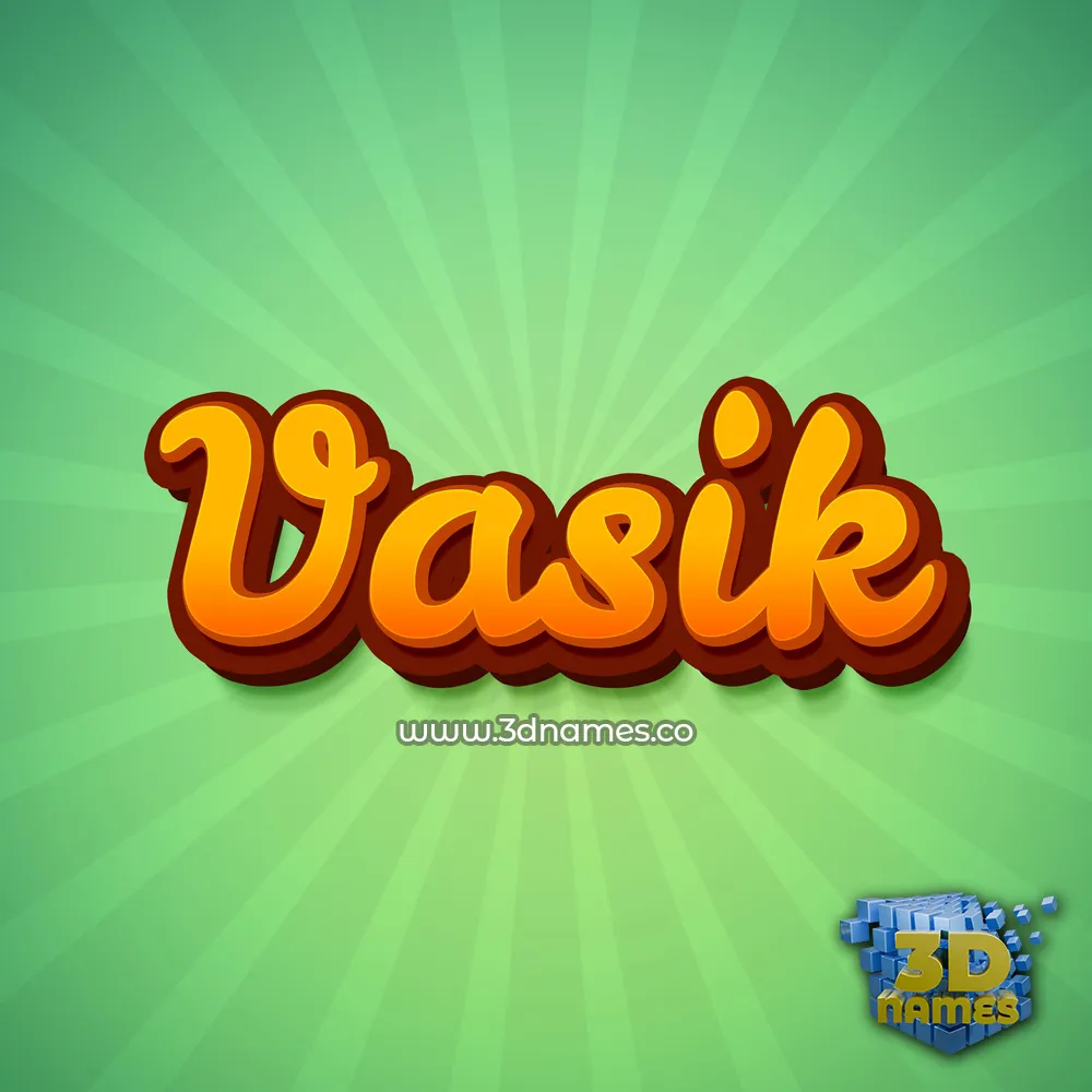 vasik in Green Rays style - 3D name wallpaper