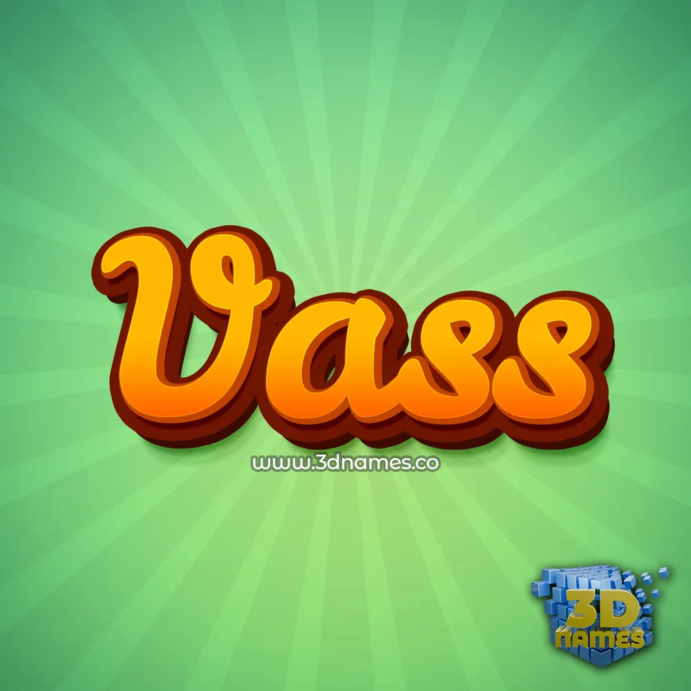 vass in Green Rays style - 3D name wallpaper