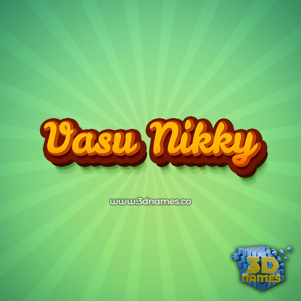 vasu nikky in Green Rays style - 3D name wallpaper