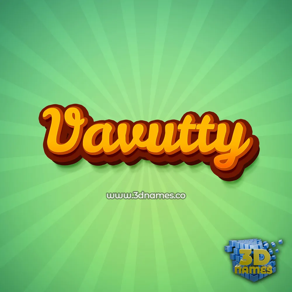 vavutty in Green Rays style - 3D name wallpaper
