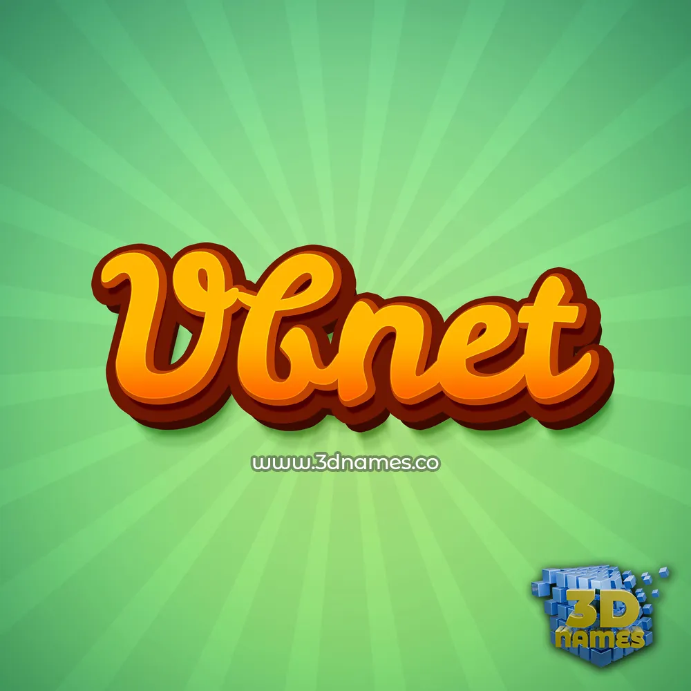 vbnet in Green Rays style - 3D name wallpaper