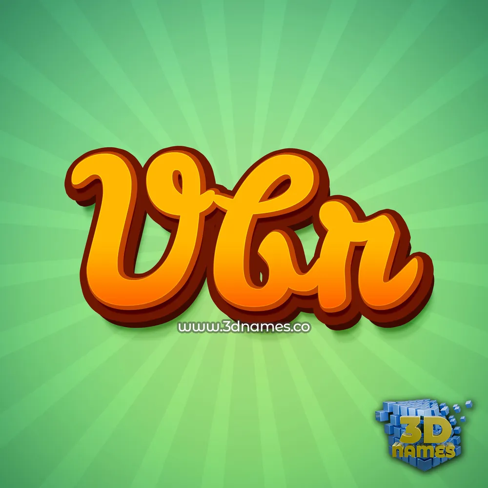 vbr in Green Rays style - 3D name wallpaper