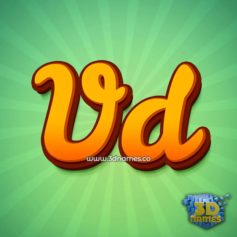 vd in Green Rays style - 3D name wallpaper