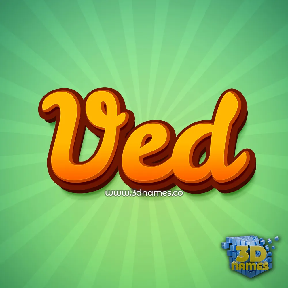 ved in Green Rays style - 3D name wallpaper