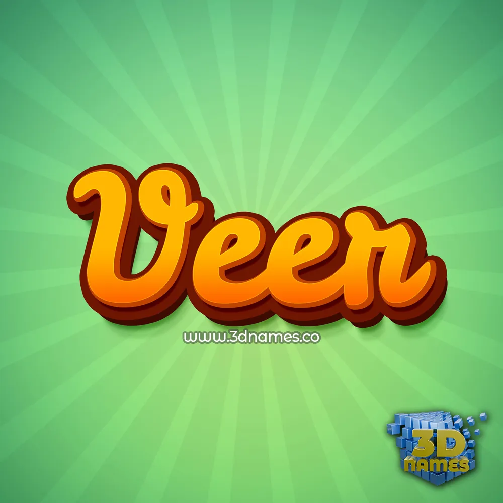 veer in Green Rays style - 3D name wallpaper