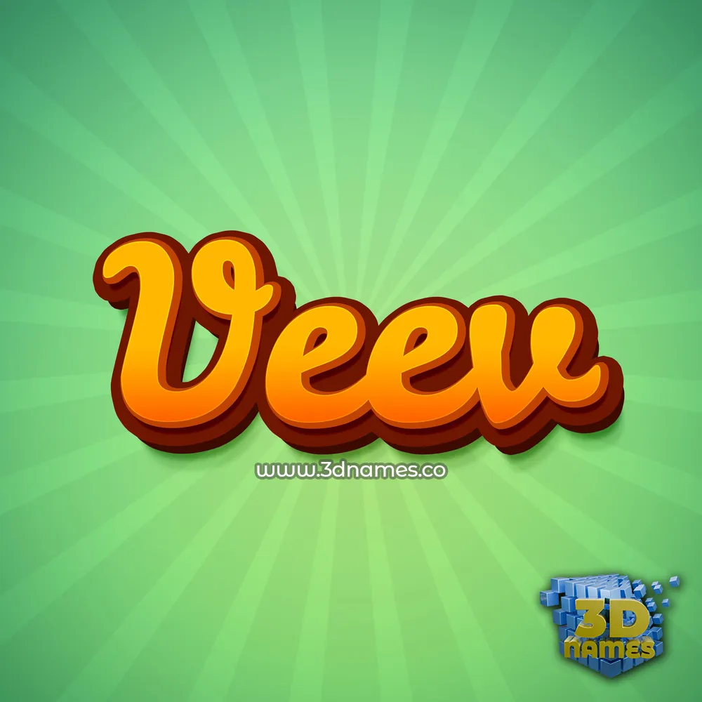 veev in Green Rays style - 3D name wallpaper