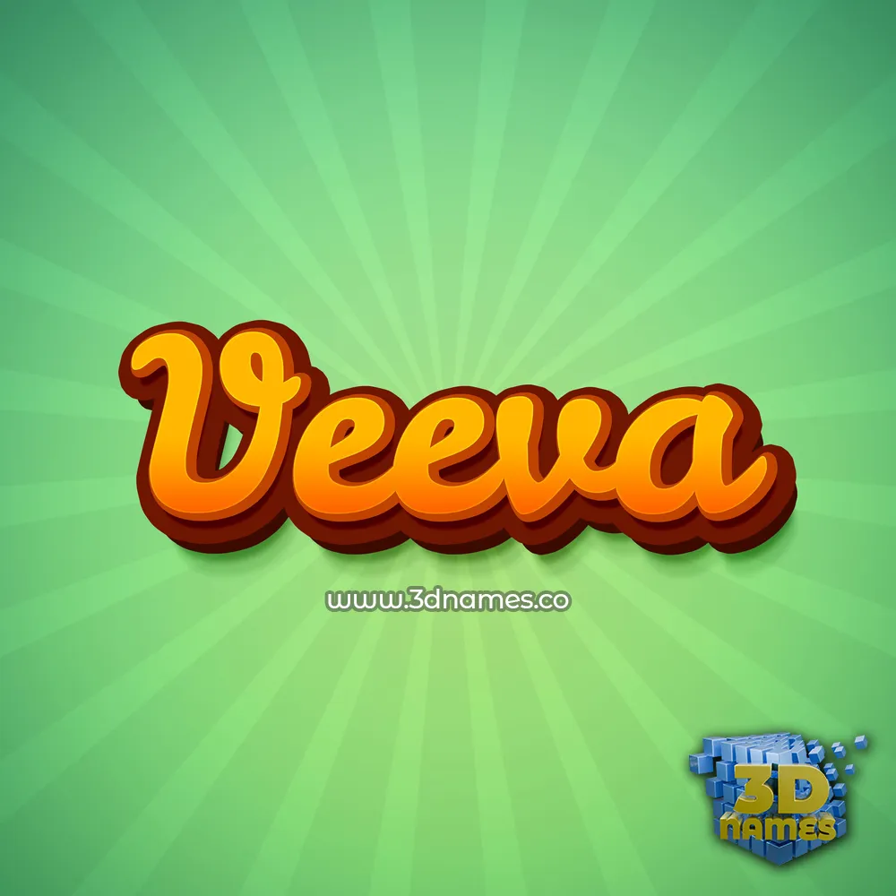 veeva in Green Rays style - 3D name wallpaper