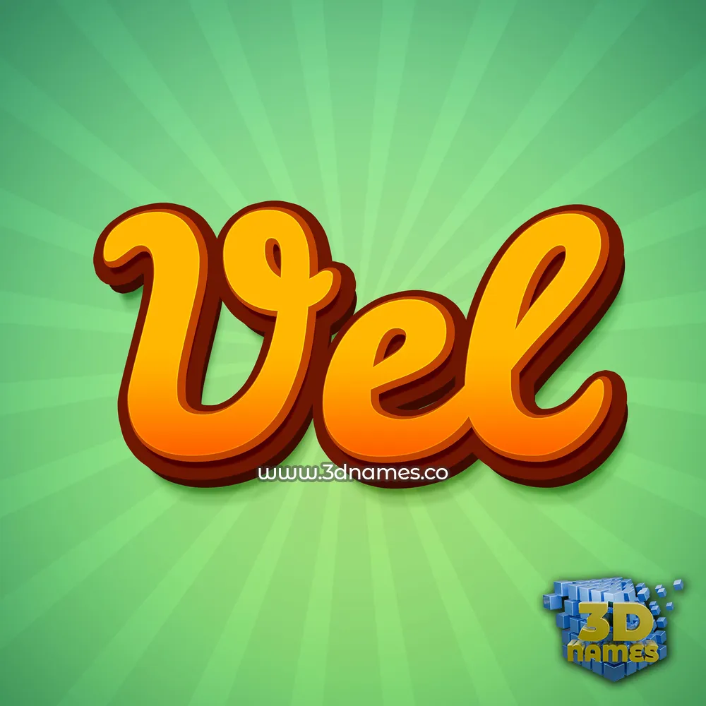 vel in Green Rays style - 3D name wallpaper