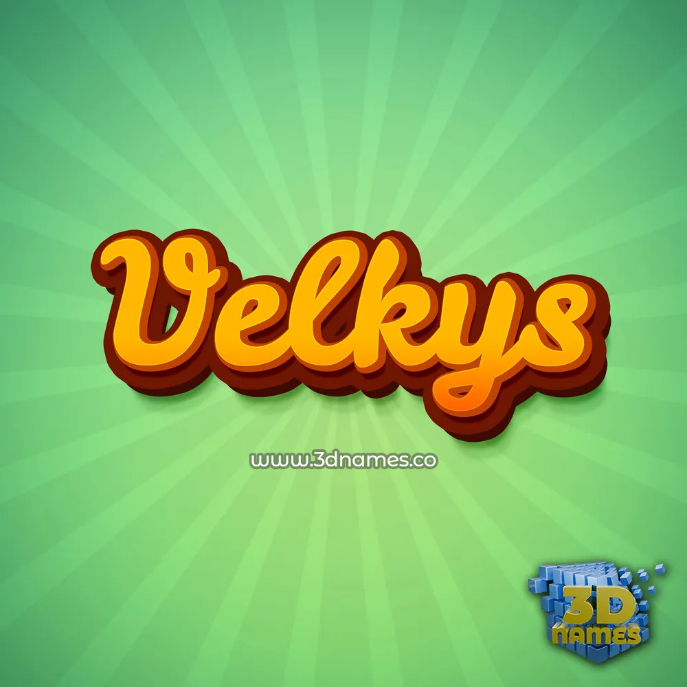 velkys in Green Rays style - 3D name wallpaper