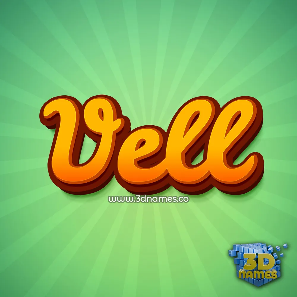 vell in Green Rays style - 3D name wallpaper