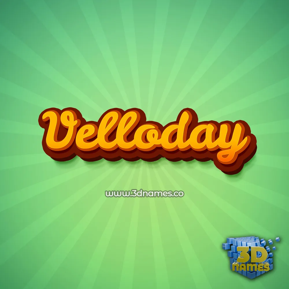 velloday in Green Rays style - 3D name wallpaper
