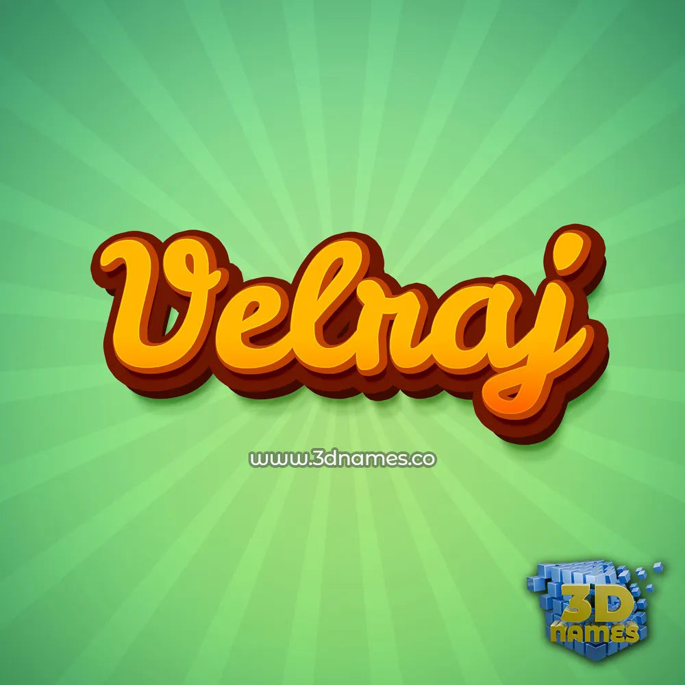 velraj in Green Rays style - 3D name wallpaper