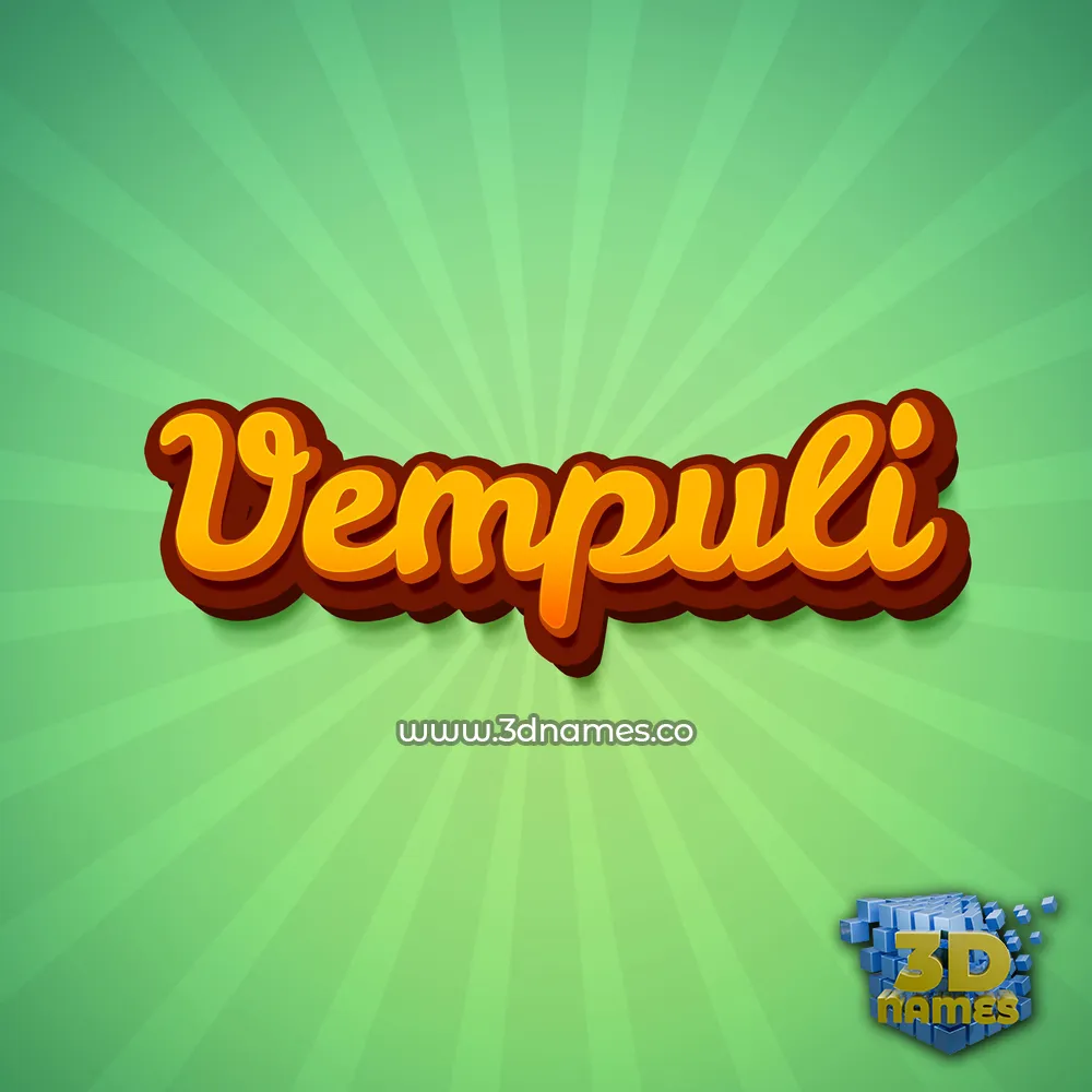 vempuli in Green Rays style - 3D name wallpaper