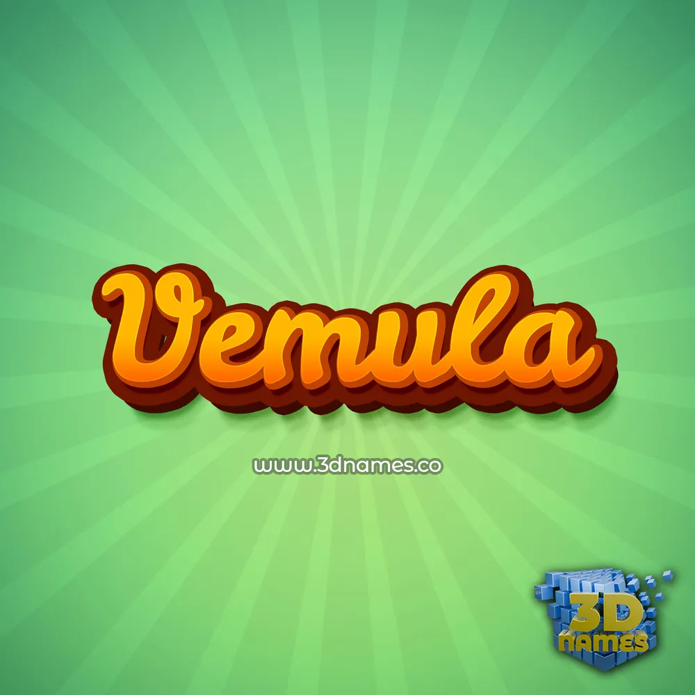 vemula in Green Rays style - 3D name wallpaper