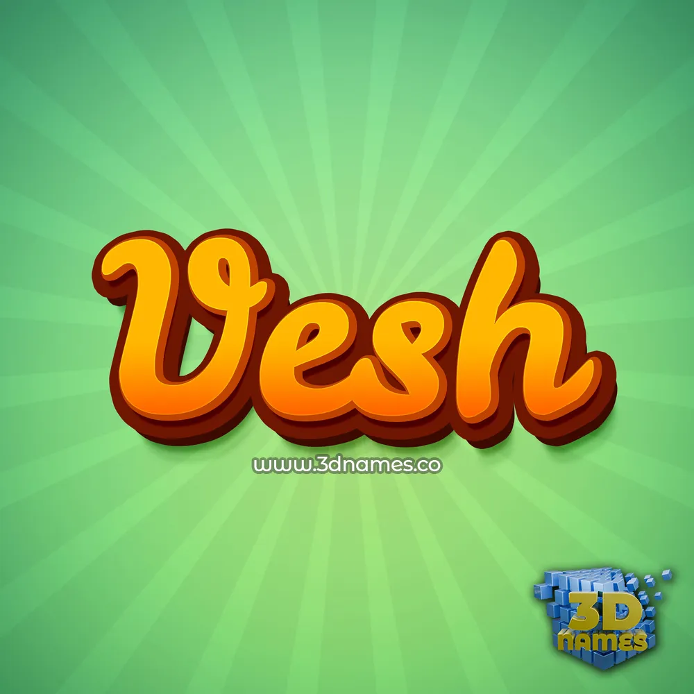 vesh in Green Rays style - 3D name wallpaper