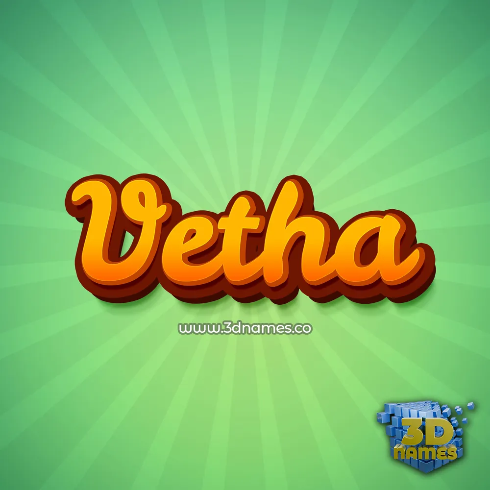 vetha in Green Rays style - 3D name wallpaper