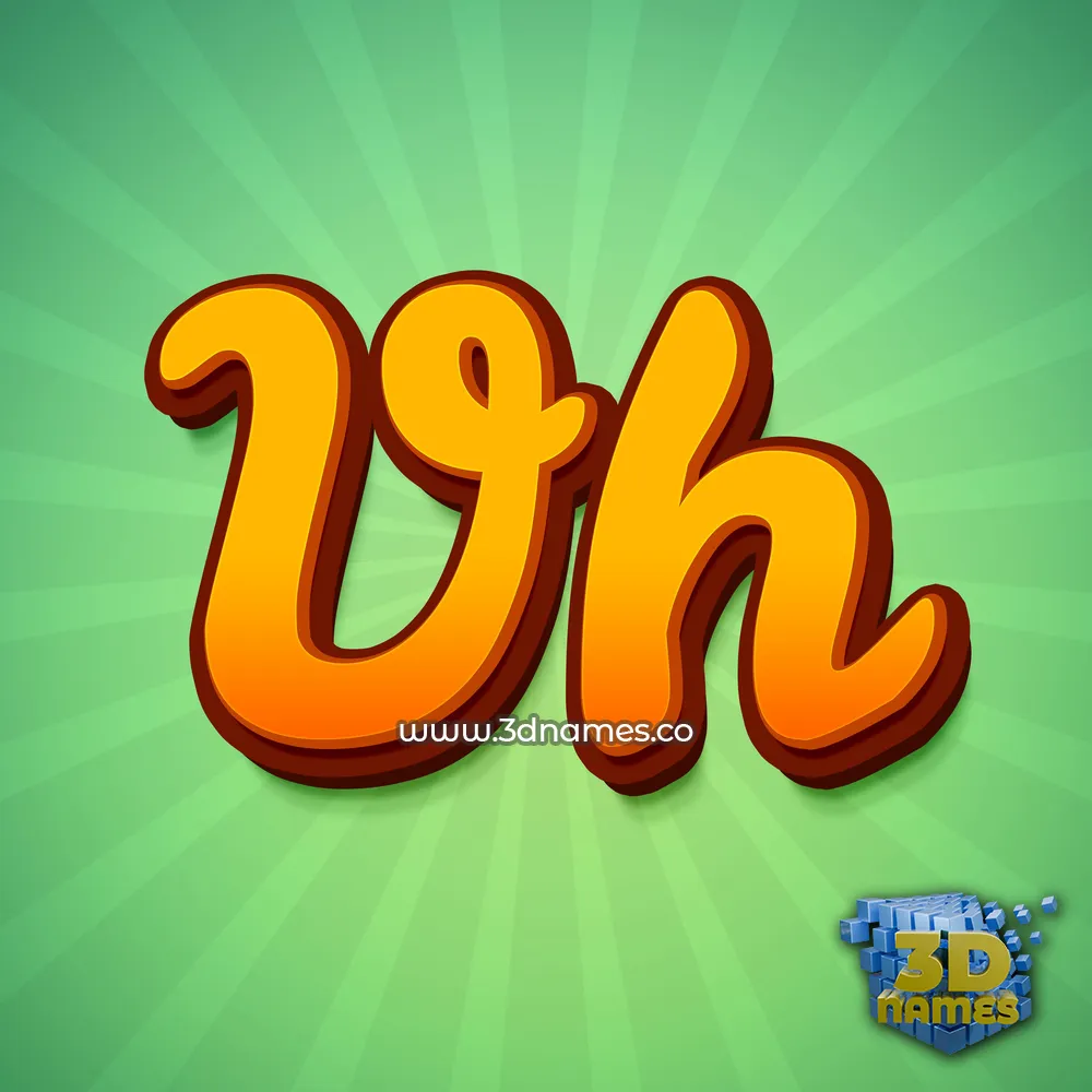 vh in Green Rays style - 3D name wallpaper
