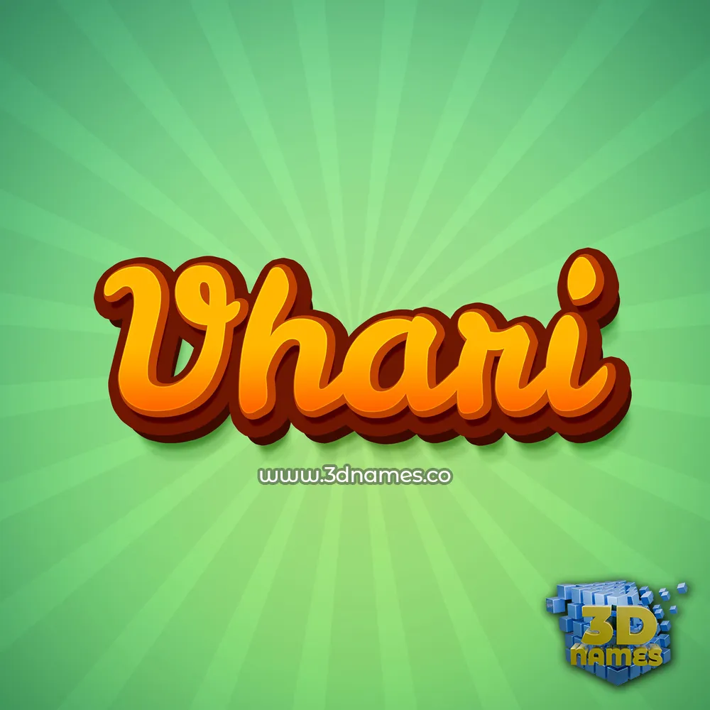 vhari in Green Rays style - 3D name wallpaper