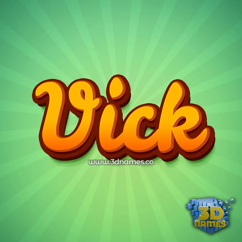 vick in Green Rays style - 3D name wallpaper