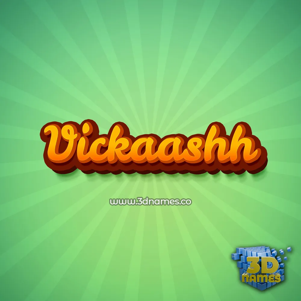 vickaashh in Green Rays style - 3D name wallpaper