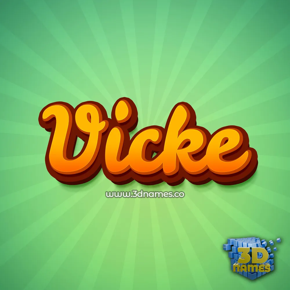 vicke in Green Rays style - 3D name wallpaper