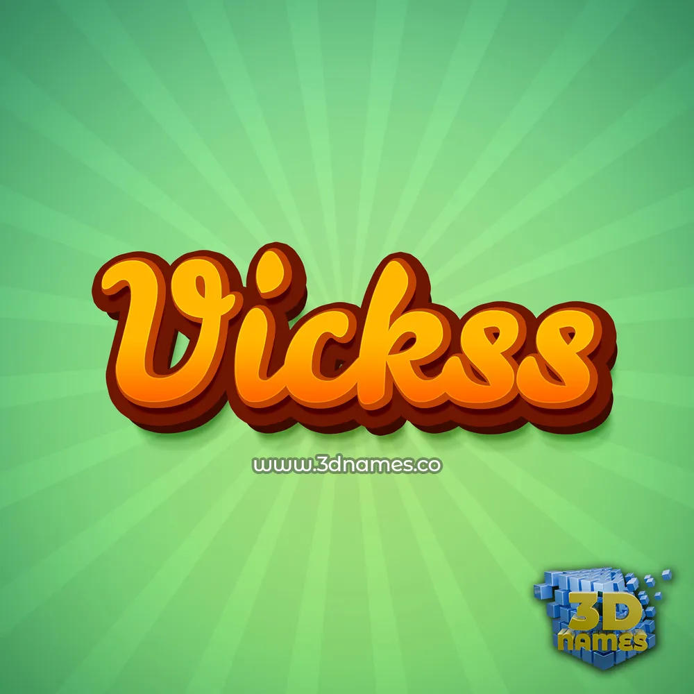 vickss in Green Rays style - 3D name wallpaper