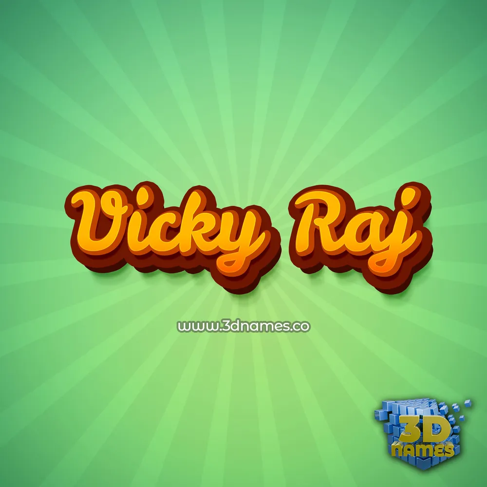 vicky raj in Green Rays style - 3D name wallpaper