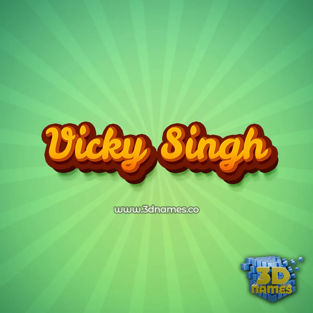 vicky singh in Green Rays style - 3D name wallpaper