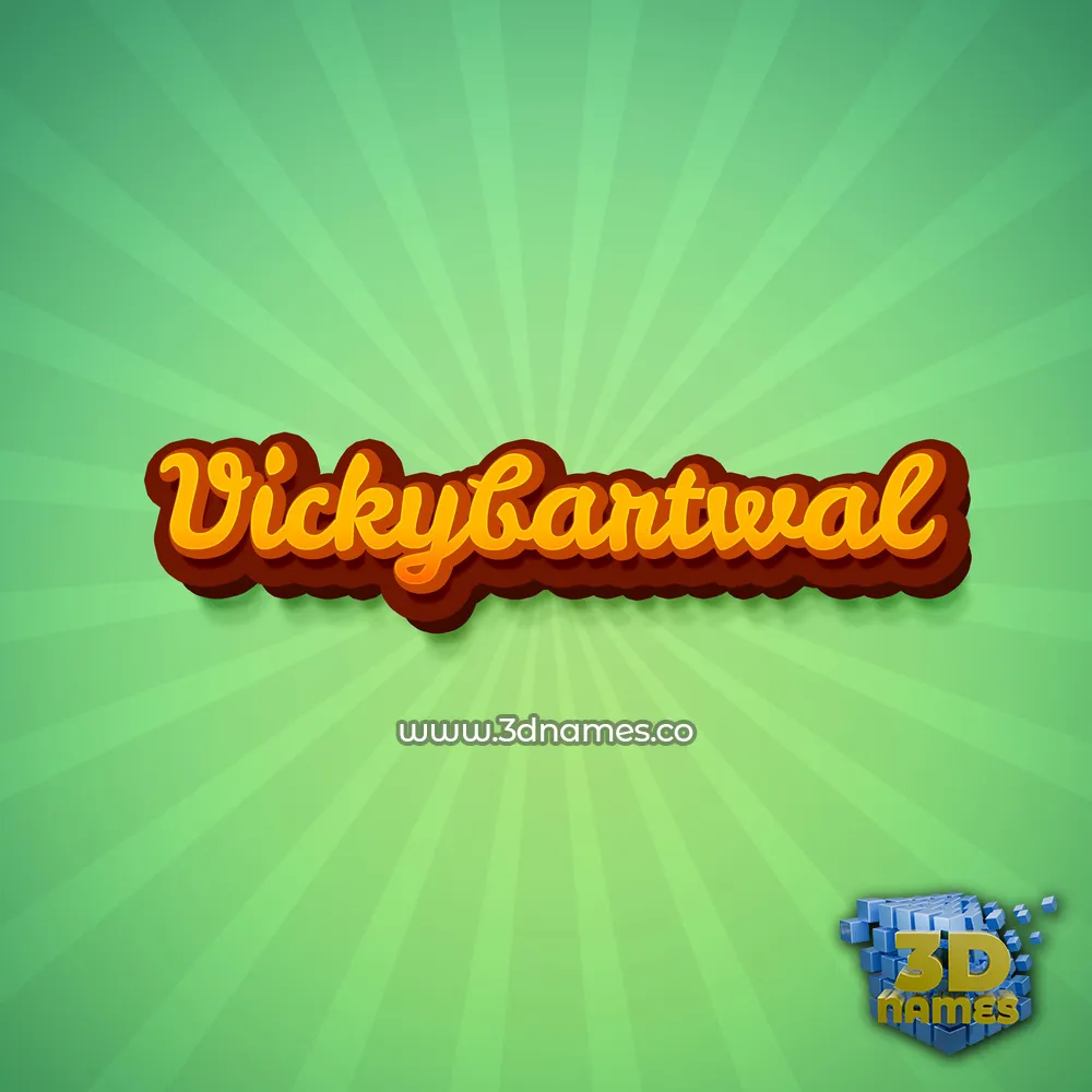 vickybartwal in Green Rays style - 3D name wallpaper