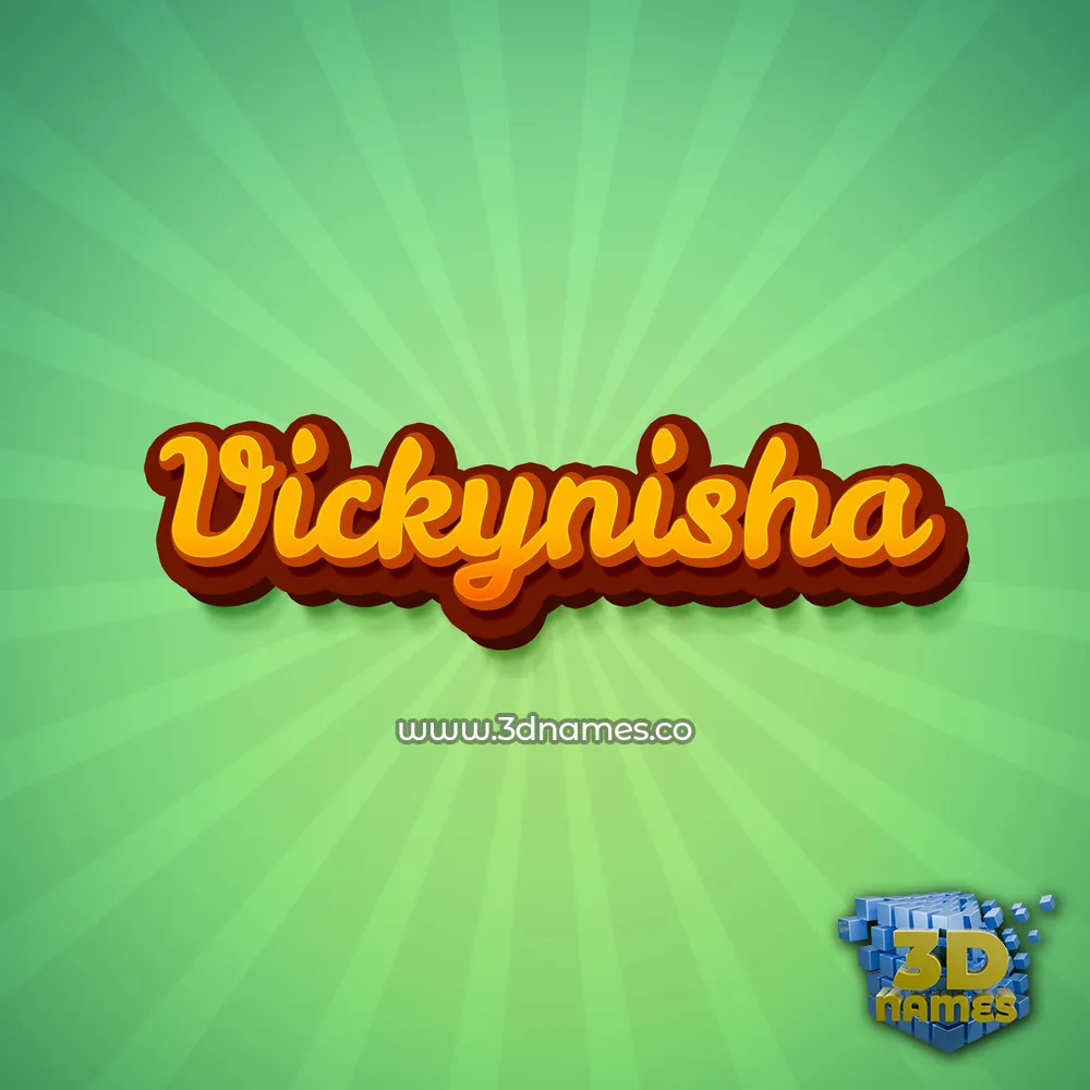 vickynisha in Green Rays style - 3D name wallpaper