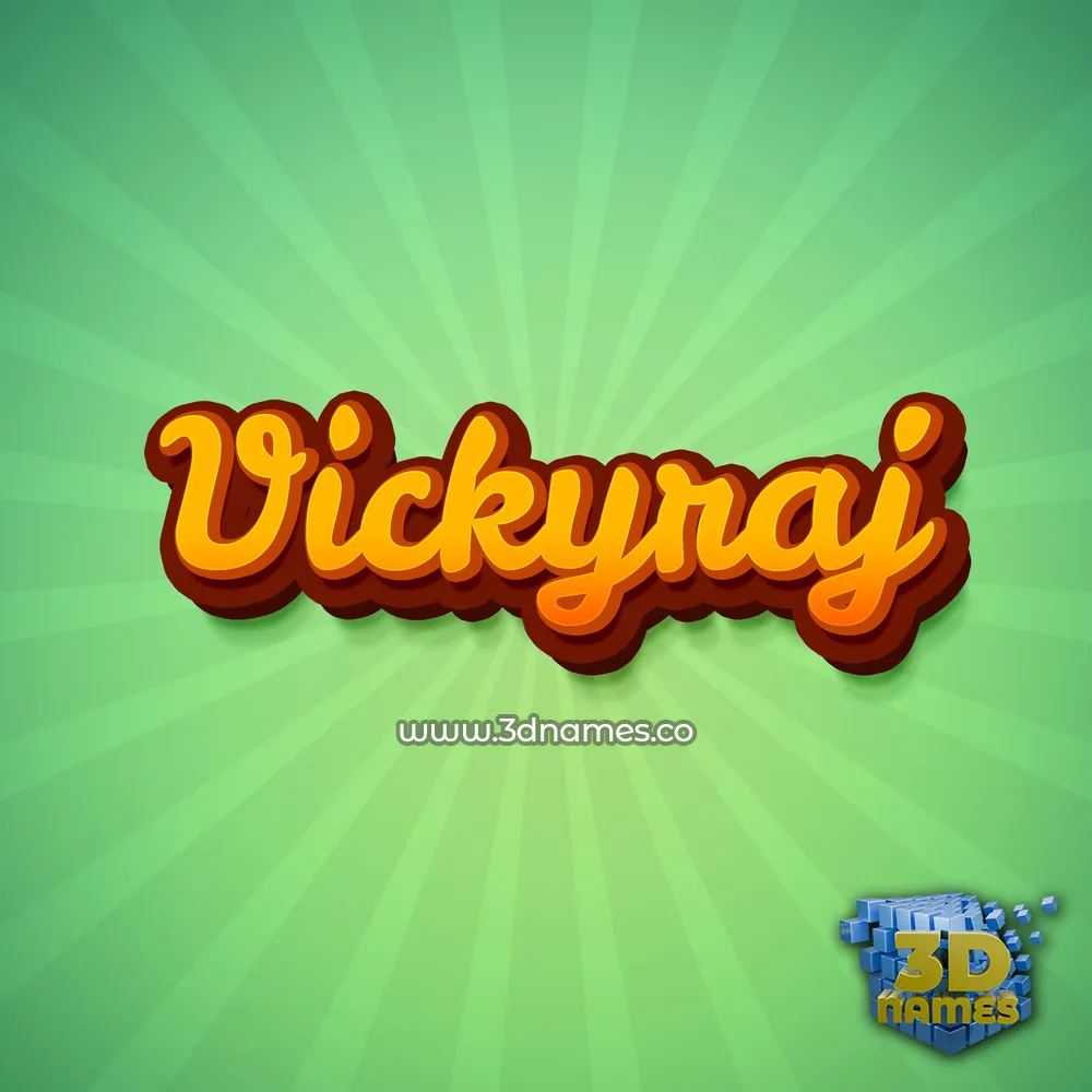 vickyraj in Green Rays style - 3D name wallpaper