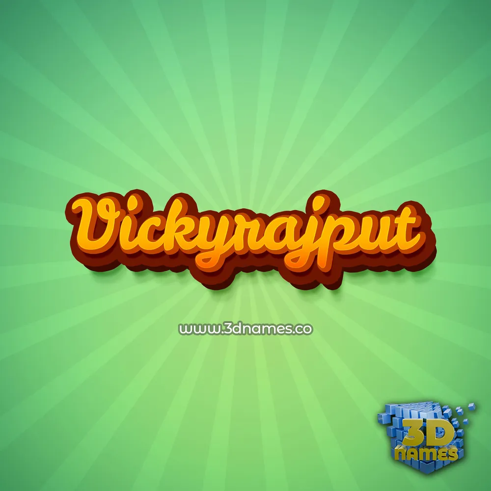 vickyrajput in Green Rays style - 3D name wallpaper