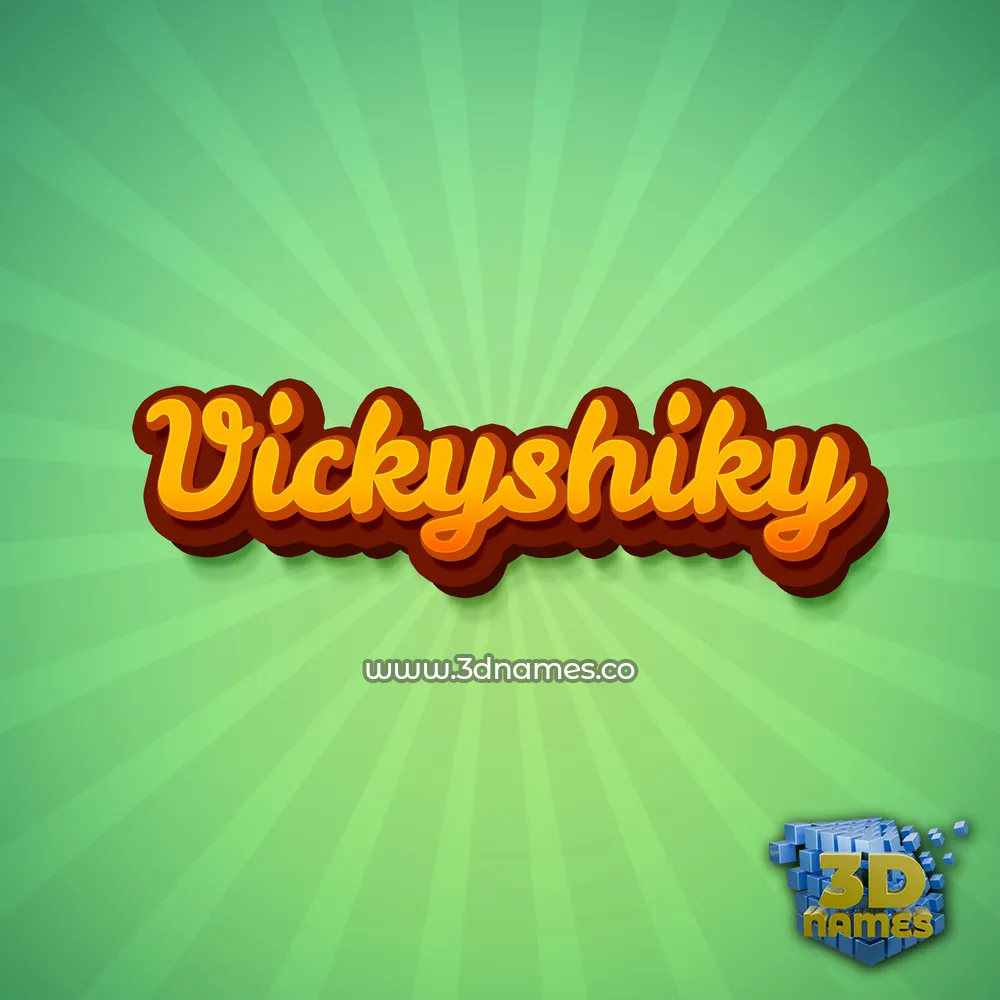 vickyshiky in Green Rays style - 3D name wallpaper
