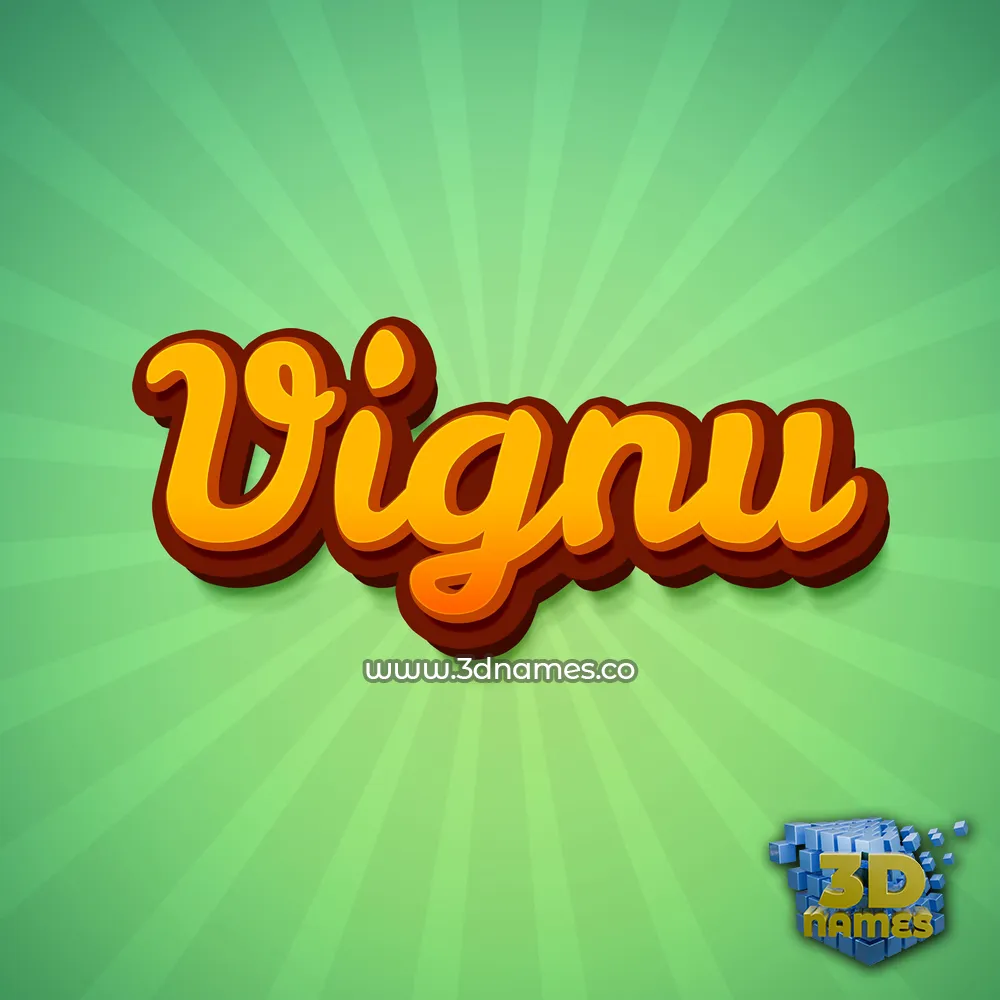 vignu in Green Rays style - 3D name wallpaper