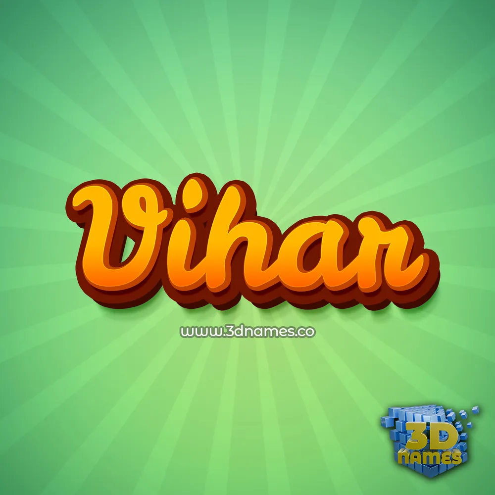vihar in Green Rays style - 3D name wallpaper