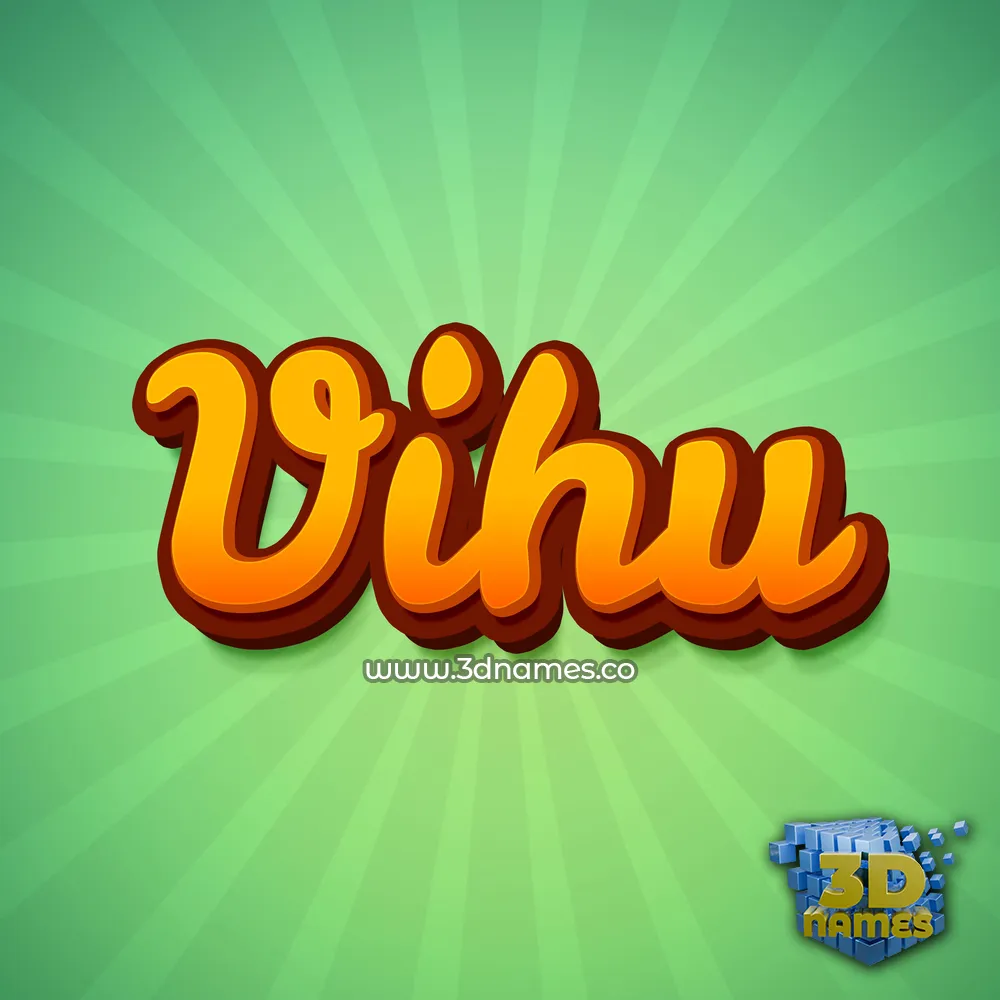 vihu in Green Rays style - 3D name wallpaper