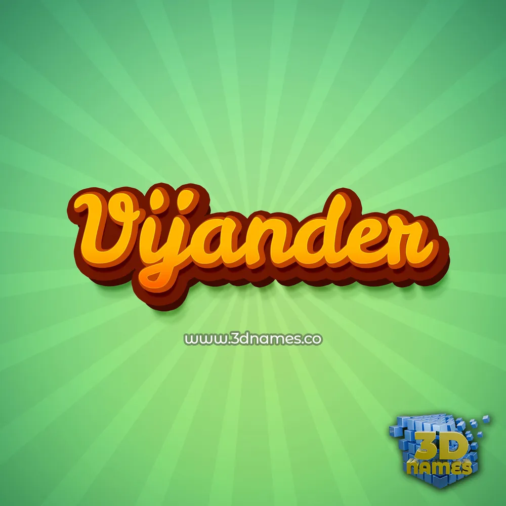 vijander in Green Rays style - 3D name wallpaper