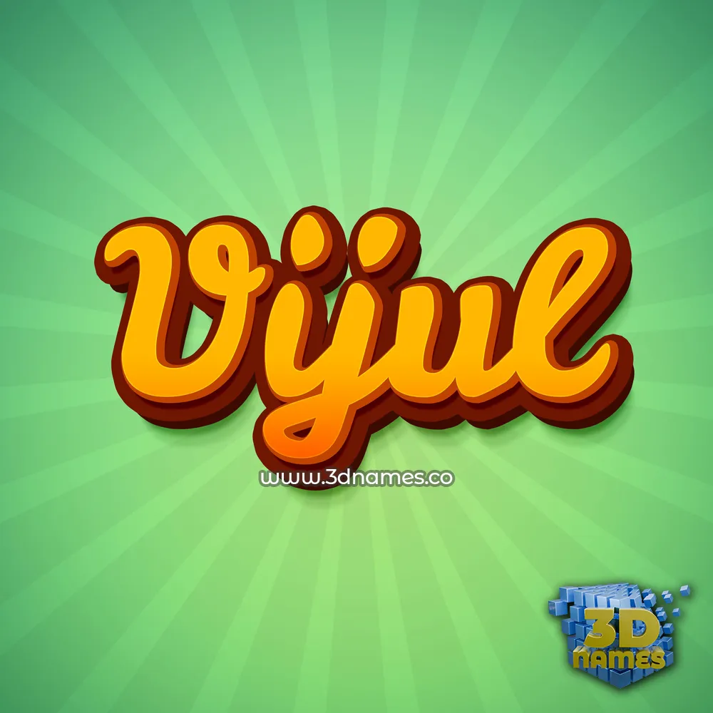vijul in Green Rays style - 3D name wallpaper