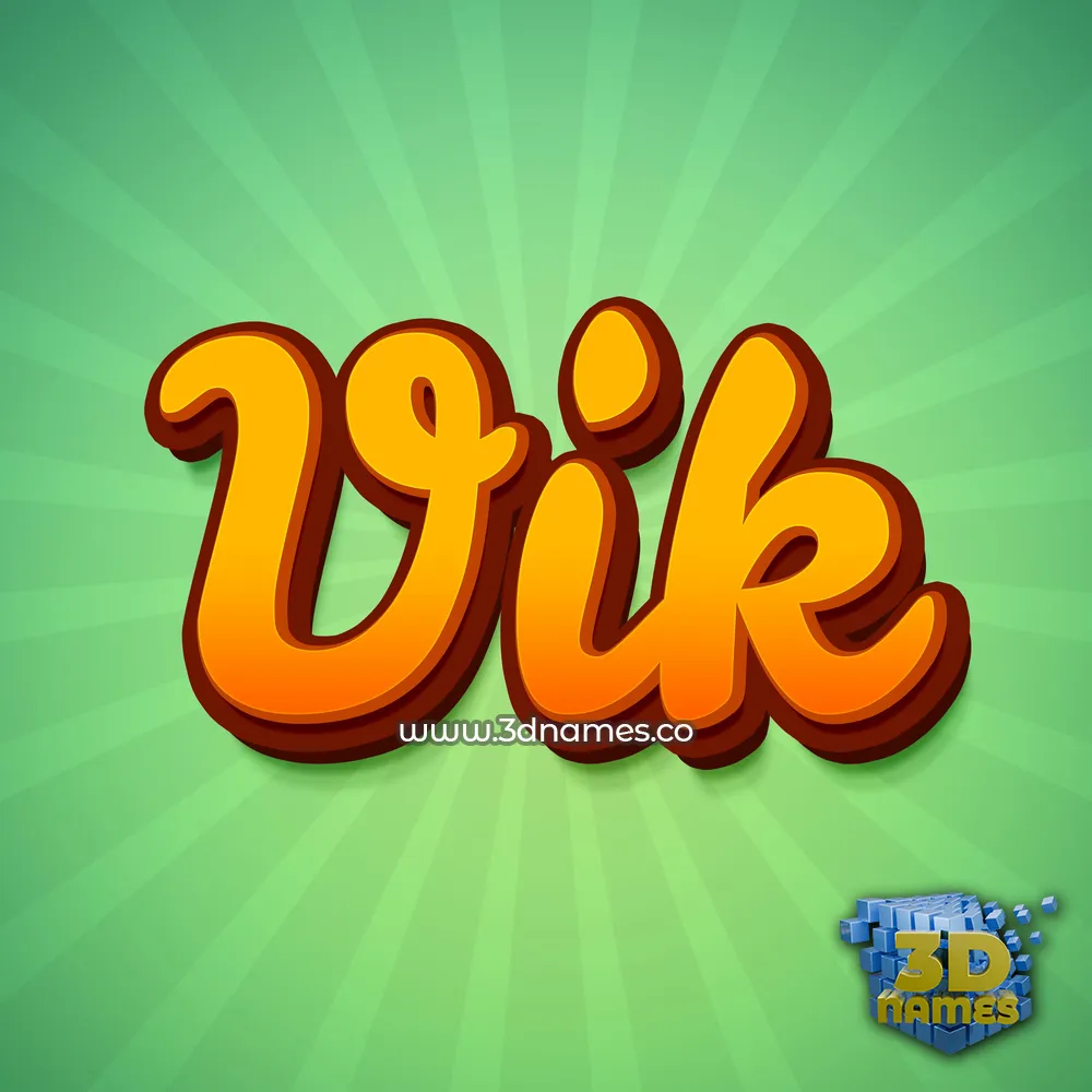 vik in Green Rays style - 3D name wallpaper