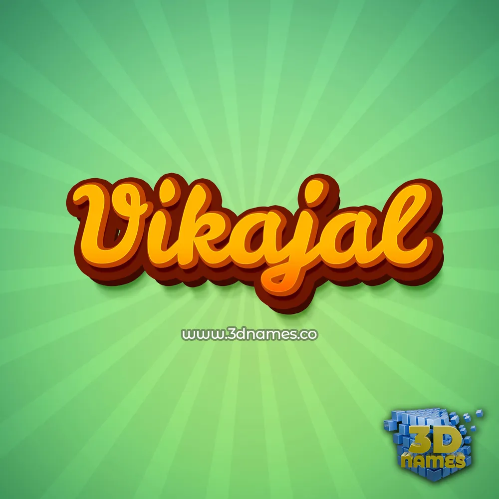 vikajal in Green Rays style - 3D name wallpaper