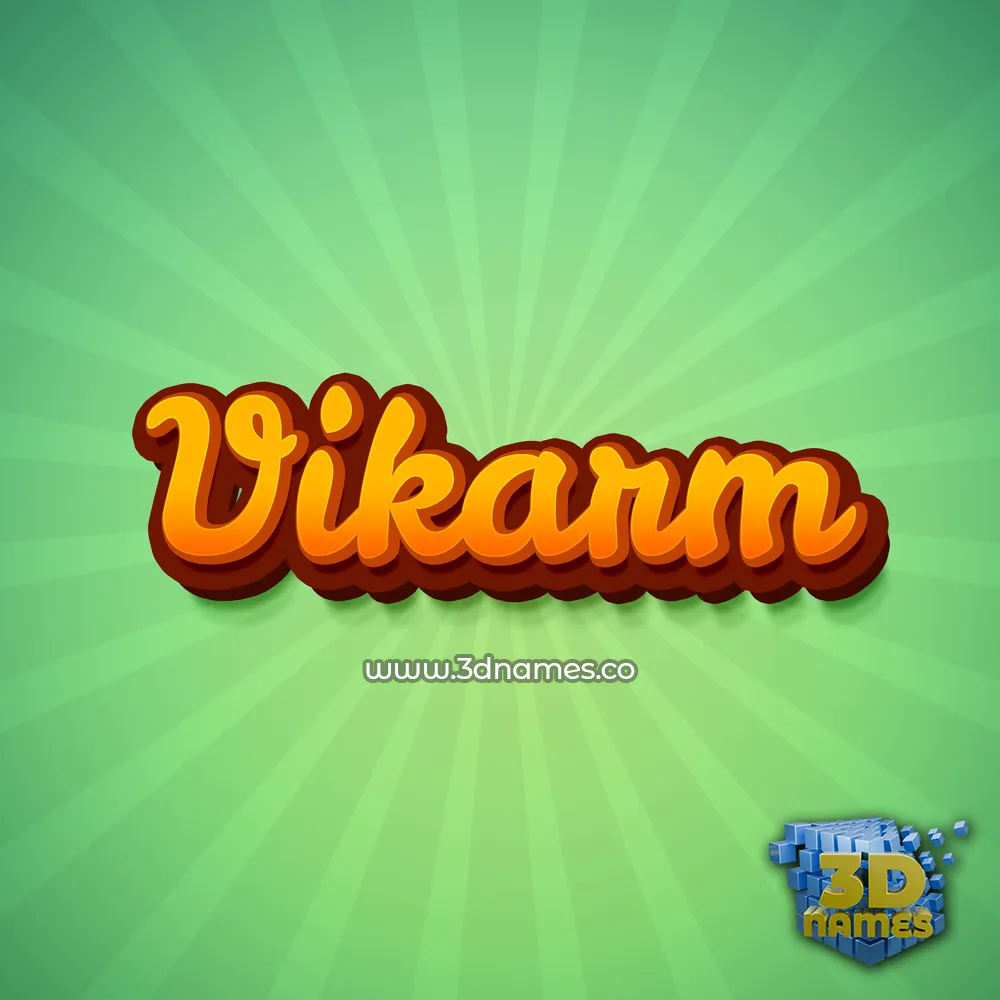 vikarm in Green Rays style - 3D name wallpaper