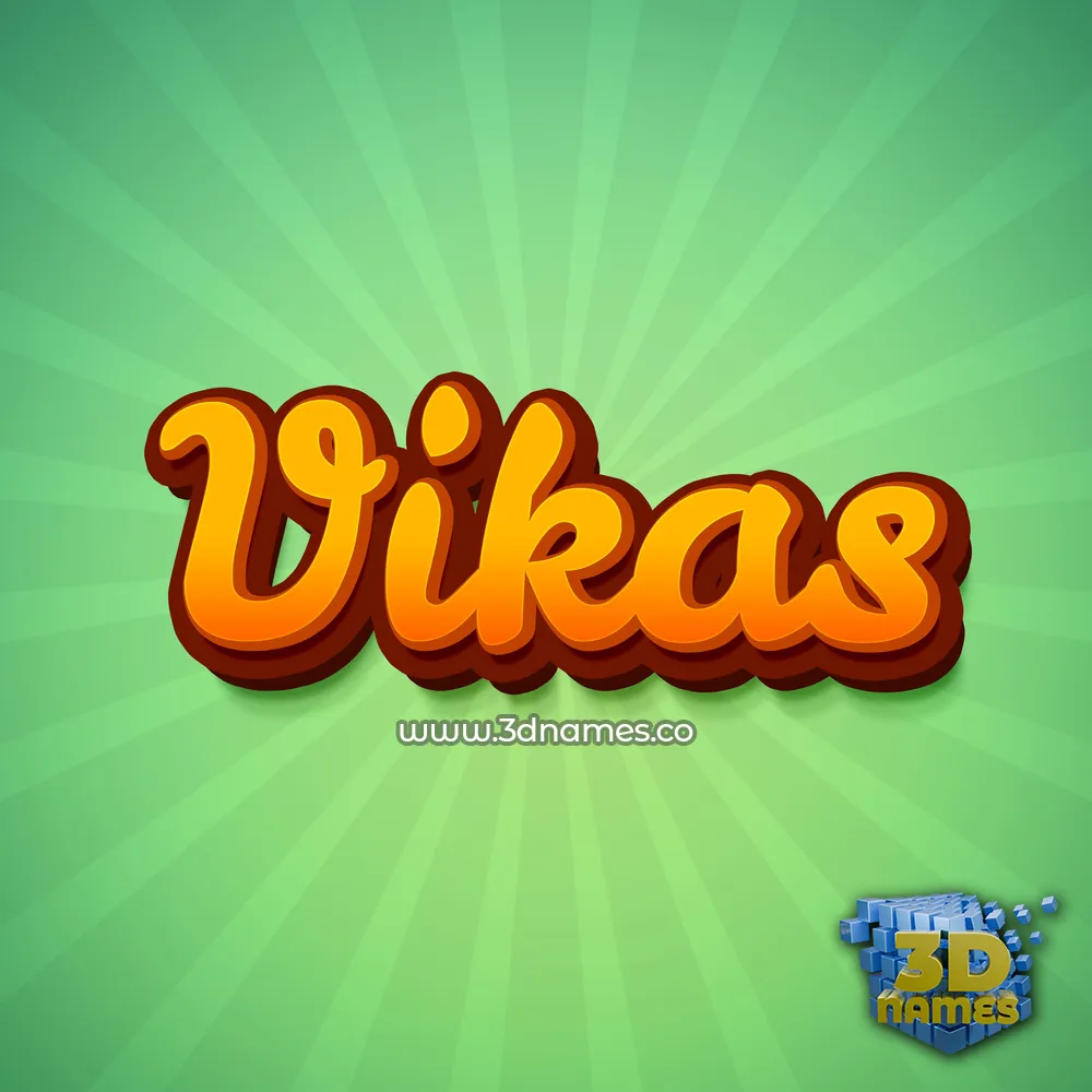 vikas in Green Rays style - 3D name wallpaper
