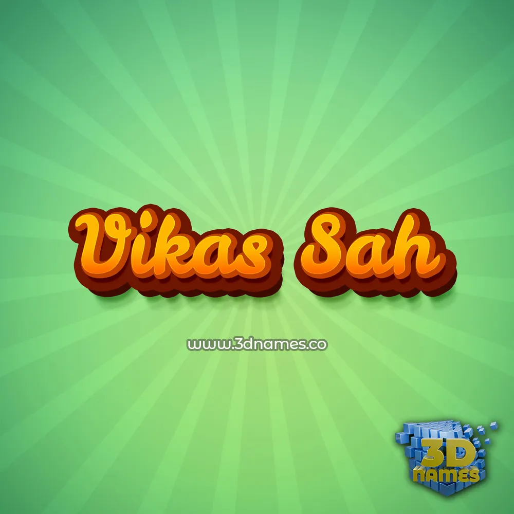 vikas sah in Green Rays style - 3D name wallpaper