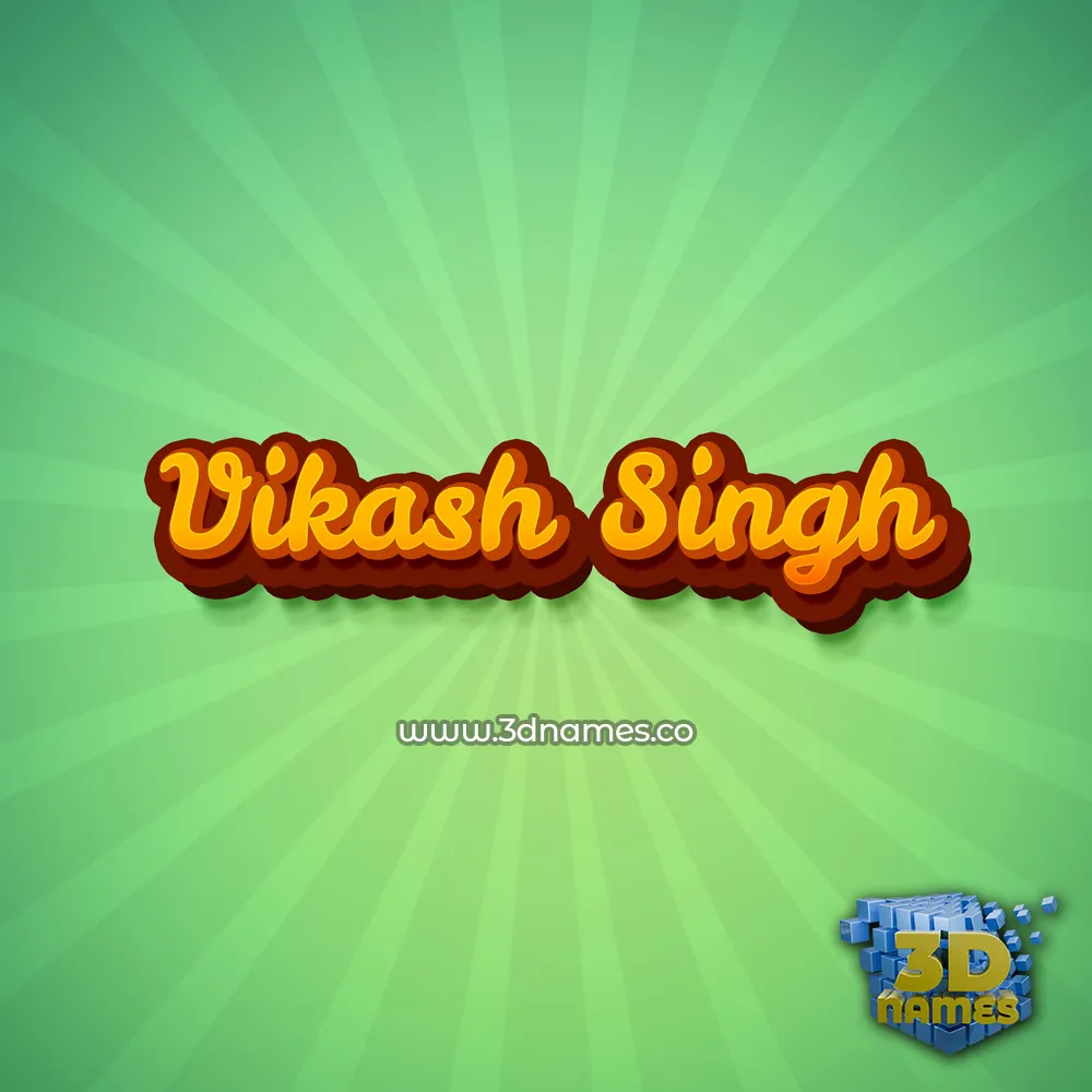 vikash singh in Green Rays style - 3D name wallpaper