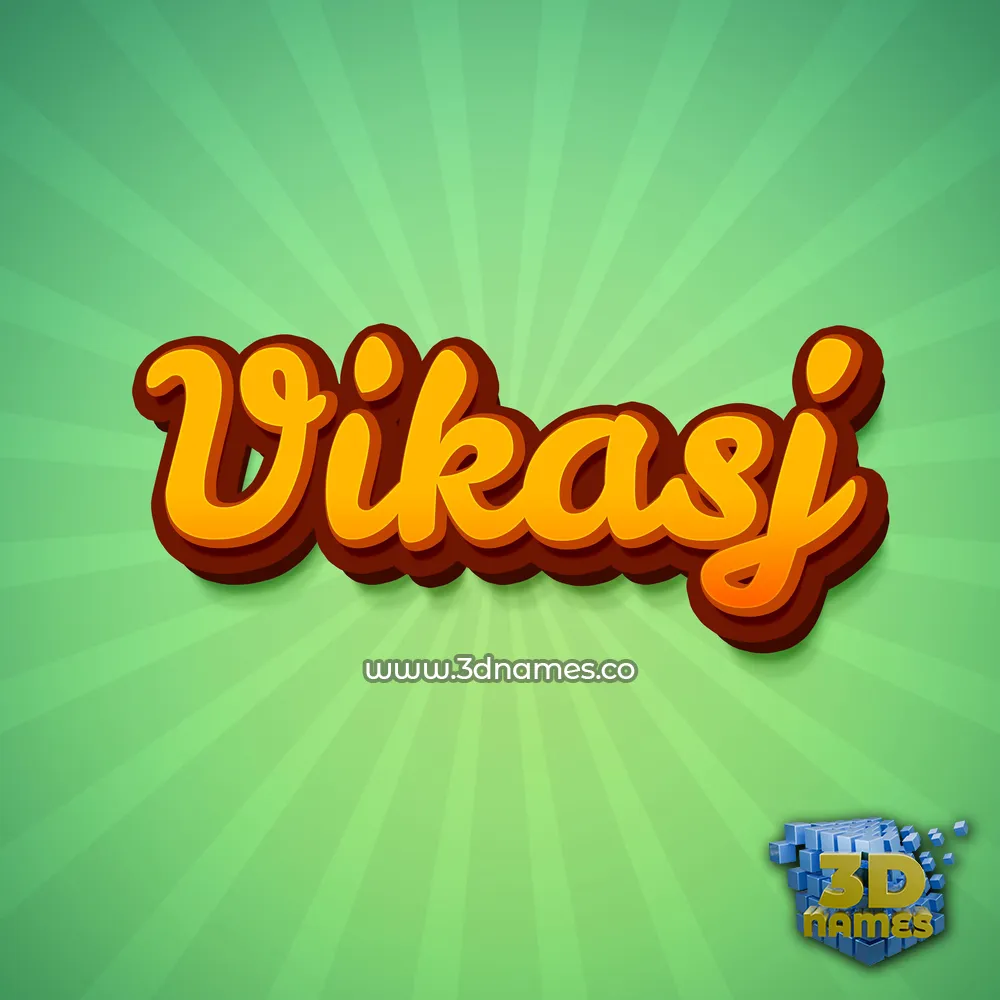 vikasj in Green Rays style - 3D name wallpaper