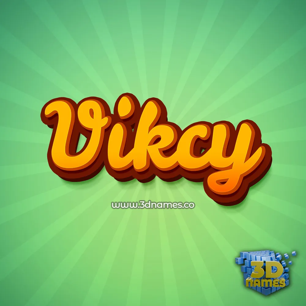 vikcy in Green Rays style - 3D name wallpaper