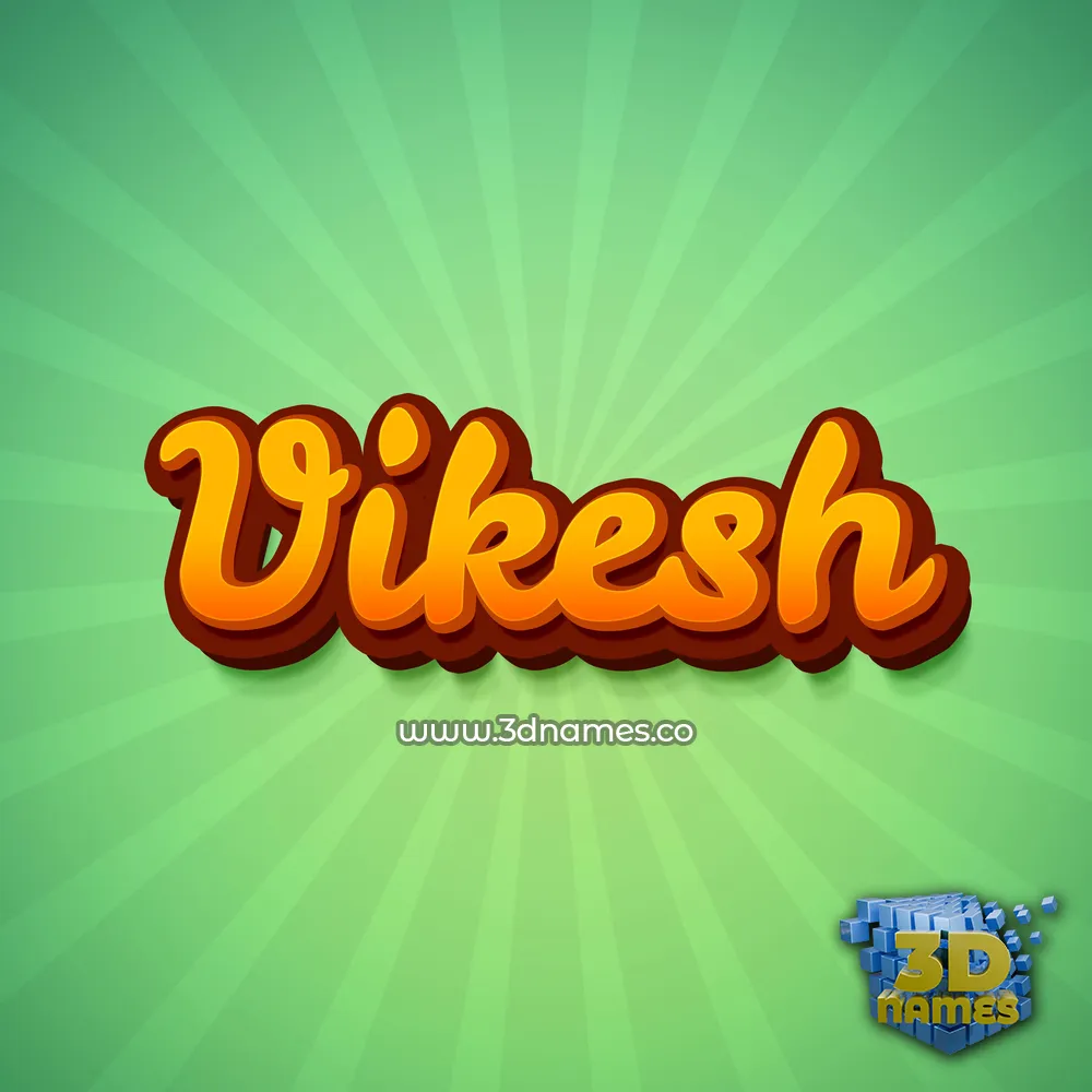 vikesh in Green Rays style - 3D name wallpaper